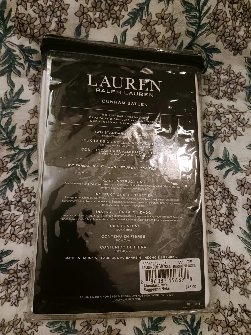 Lauren Ralph Lauren Dunham Sateen Standard Pillowcases - White 300 Thread Count